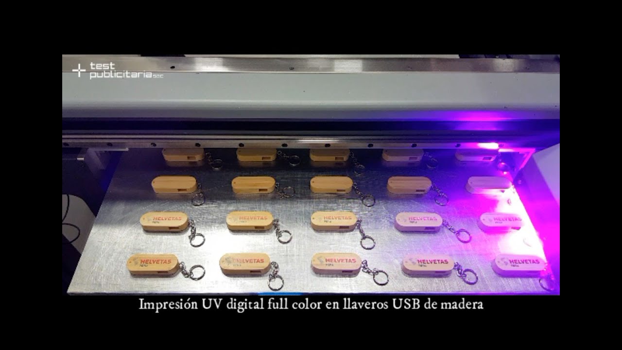 Impresión UV full Color Cama Plana en llaveros USB de Madera Perú - YouTube