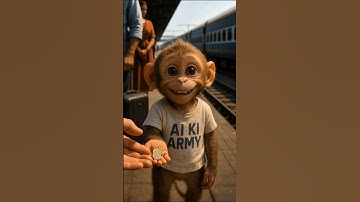A very emotional story of the monkey and the station master #ai #army #monkey