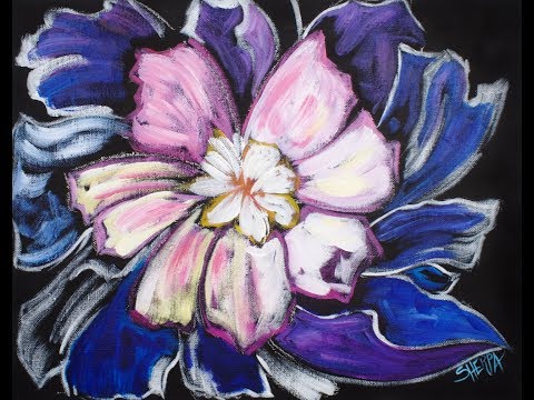 Easy Abstract Peony Flower Acrylic Painting for Beginner Artists