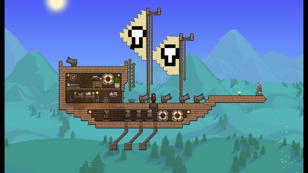 Terraria, speed build, air ship, pirate.
