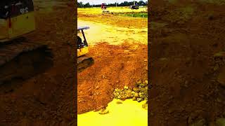 Heavy Machinery in Action  Bulldozer Pushing Soil to Dump Trucks EP090