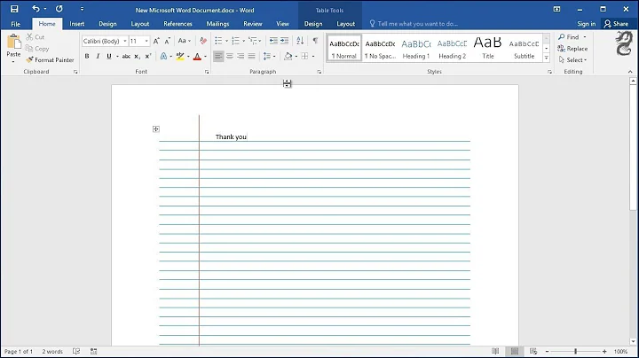 Creating Lined Paper in Word