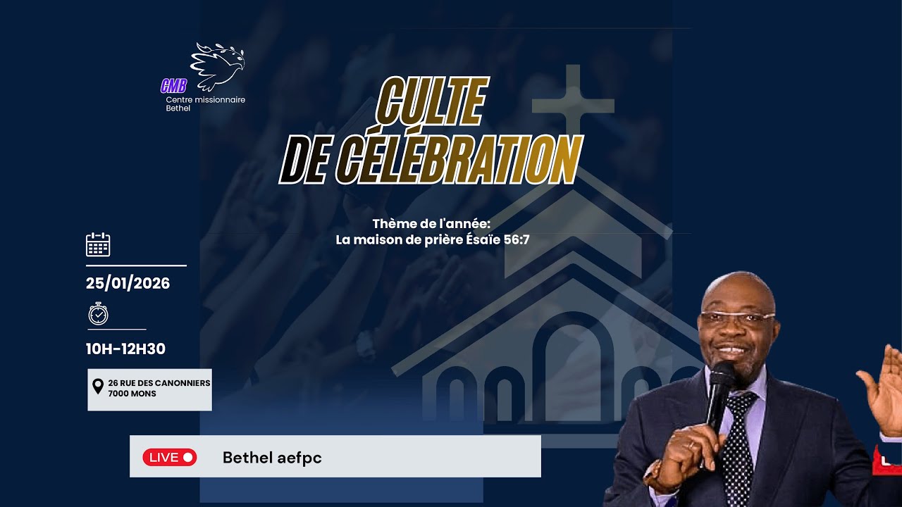 Culte dominical du centre missionnaire Bethel AEFPC Mons du 25/01/2026