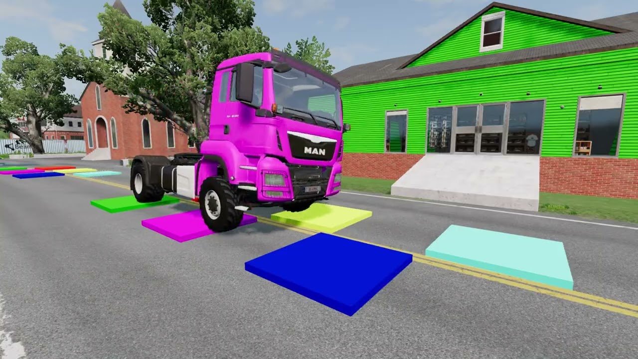 Flatbed Truck Mcqueen | Transportation with Truck - Pothole vs Car #8 BeamNG.Drive