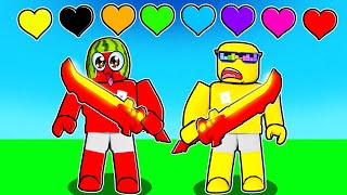 Roblox Bedwars But CUSTOM COLOR RAINBOW HEARTS
