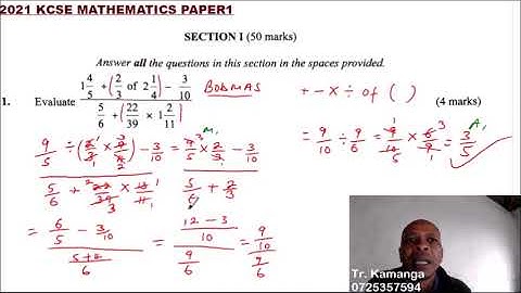 KCSE 2021 MATHEMATICS PAPER 1 QUESTIONS 1, 2 AND 3