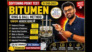 Softening Point of Bitumen | Ring & Ball Method | IS 1205:2022 | Complete Test Procedure | QA/QC