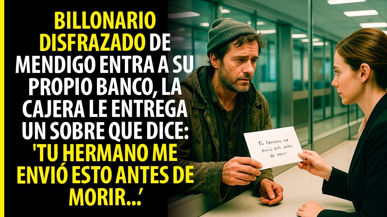 BILLONARIO DISFRAZADO DE MENDIGO ENTRA A SU PROPIO BANCO, LA CAJERA LE ENTREGA UN SOBRE QUE DICE...