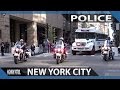 Very rare NYPD Highway Patrol motorcycles escort the New York City Police Band busses off 5th Avenue