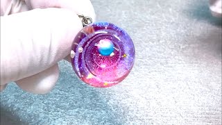 【UVレジン　100均】ピンクの宇宙球体作ってみました UV resin Pink outer space