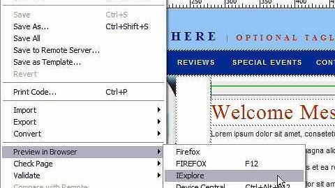 Preview a Web Page in a Browser in Dreamweaver CS3