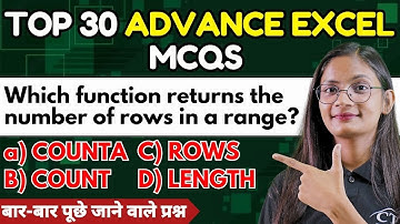 Advance Excel MCQs | Top 30 Advance Excel Questions and Answer | Computer Tech Academy