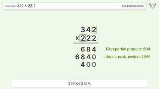 数学 L の解答 (後半) とテキスト　L 141-200 342 x 22.2 Long Multiplication - Step-by-Step - YouTube