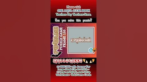 Halloween Rebus Puzzle Party Game Frame 155