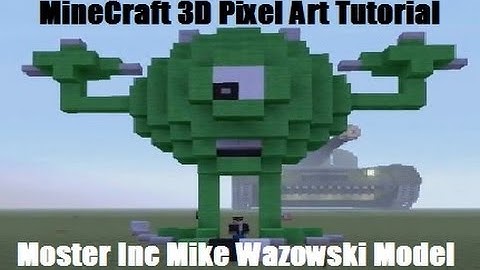 MineCraft 3D Pixel Art Tutorial - Moster Inc Mike Wazowski Model