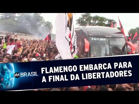 Com festa da torcida, Flamengo embarca para final da Libertadores | SBT Brasil (20/11/19)