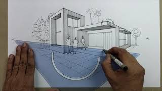 RENDERING A BUILDING -  TWO POINT PERSPECTIVE