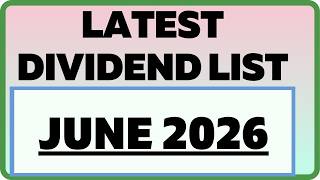 📢 JUNE MONTH LATEST DIVIDEND DATE LIST || IMPORTANT DIVIDEND DATES