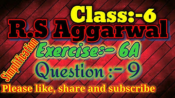 Class 6 // RS Aggarwal // exercise:- 6A question no:- 9 // BY DEWA Learning Center//