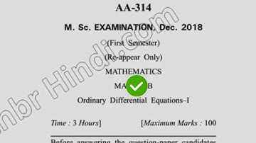 Dec 2018 Dcrust MSc Mathematics 1st Sem Ordiniary Differential Equation Question Paper