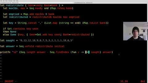 Advent of Code Day 6 Pt. 2 in F# (2017)