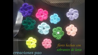 : Flores hechas con sobrantes de lana//Creaciones Pao