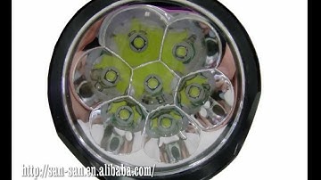 xml t6 7 led flashlight 6500 lumens 5 mode san san ltd. model BH009 - video sample