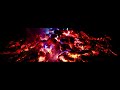32:9 Superwide campfire embers with blue flames in 8K HDR. Nikon Z9.