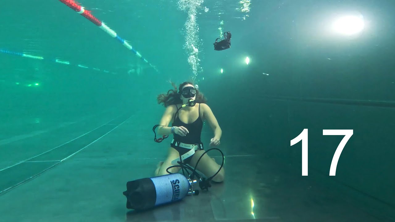 UNDERWATER CHALLENGE - putting different masks on while breathing underwater AC25