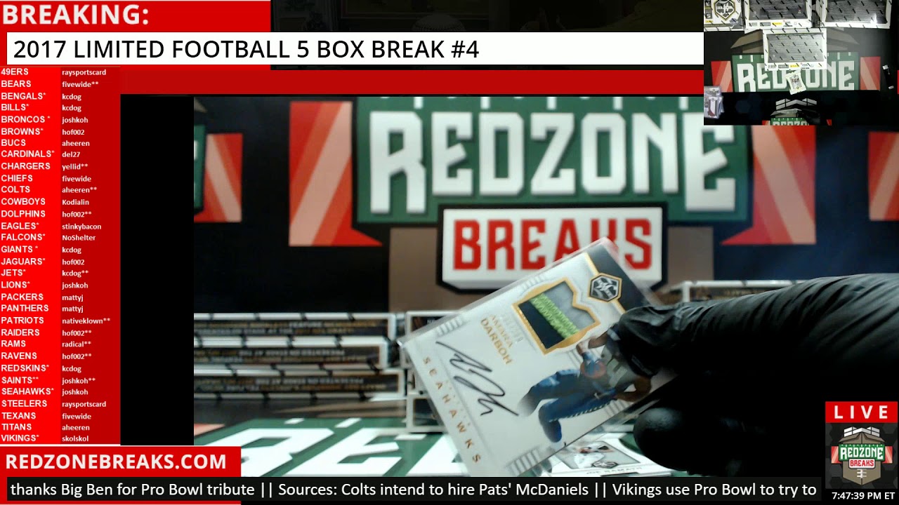 01/28/18 - 2017 Limited Football 5 Box Break #4