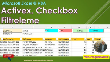 Excel VBA ActiveX, Onay Kutusu, Filtreleme