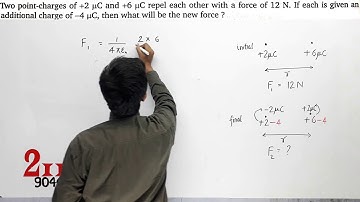 Electric Charges & Fields Q9 Class 12 Nootan Physics Numericals | Two point charges +2C and +6C