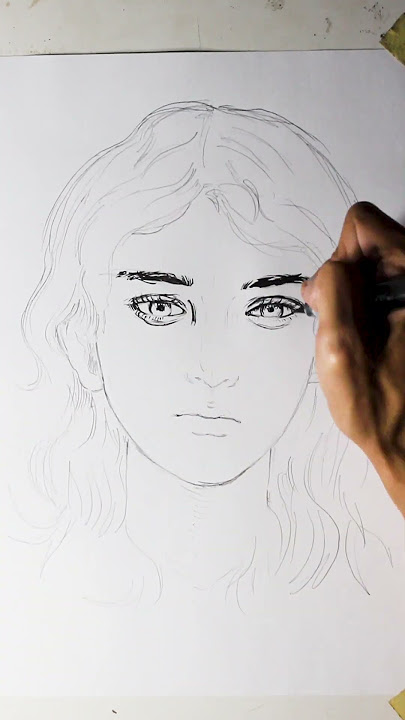 How to Draw a Girl's Portrait with Brush Pen and Ink  #drawing #art #inkdrawing