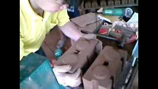 make four half soil cement block.ASF