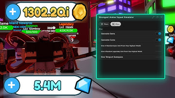 Strongest Anime Squad Simulator Script Pastebin Auto Farm | Kill Aura | Infinite Coins And Gems