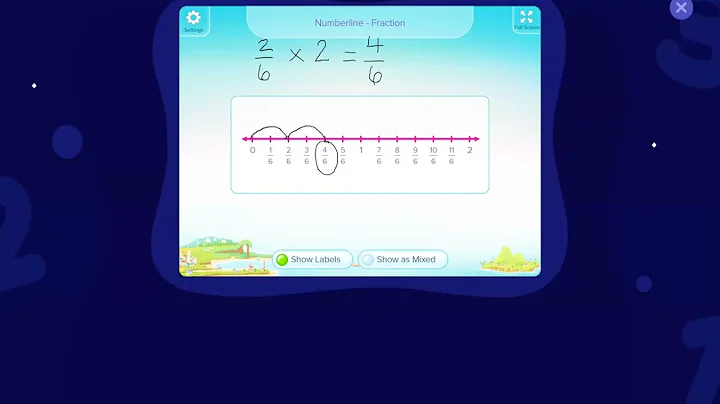 multiply fractions by whole numbers using number l...