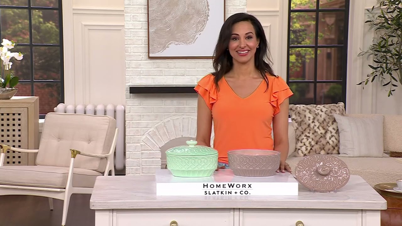 HomeWorx by Slatkin &amp; Co. 25oz Lattice Oval Ceramic Candle on QVC