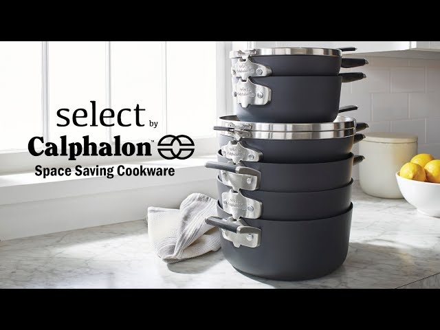 Calphalon Select Space-Saving Hard-Anodized Nonstick 9-Piece Cookware Set,  Gray