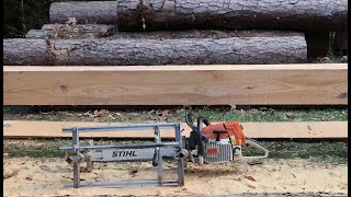 Cutting 8 Inch Cant with Alaskan Chainsaw Mill