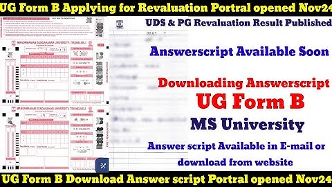 UG Form B Applying for Revaluation downloading Answer script for Affiliated College, MS University
