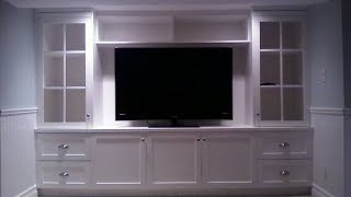 Contemporary Cappuccino Floating top TV Console for TVs up to 46″ White Entertainment Center Wall Unit