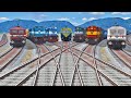 8 TRAINS EACH OTHER RUNNING BY BRANCHED RAILROAD TRACKS | BeamNG | Train simulator | Indian Railways