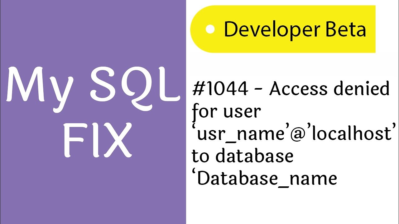 Fix Mysql #1044 Accessdenied For User And Import Database On Web Server(Hosting Server)