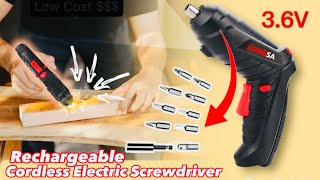 How to Use 3.6V Rechargeable Cordless Electric Screwdriver  Low Cost LONGSA 47 Toolkits