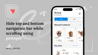 Hide top and bottom navigation bar while scrolling using protopie