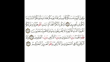 سورة الجاثية 11 القسم الحادي عشر تكرار كيفي من .. وقيل اليوم ننساكم كما نسيتم .. إلى .. الحكيم