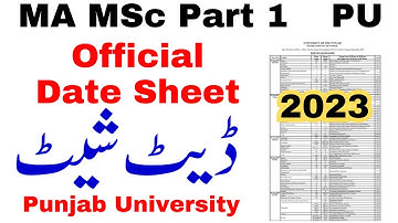 MA MSc Part 1 Official Date Sheet 2023 PU