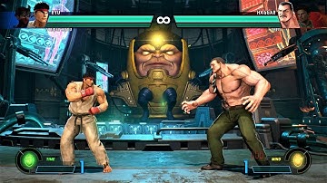 Ryu & Strider Hiryu vs Mike Haggar & Chris (Hardest AI) - Marvel vs Capcom: Infinite