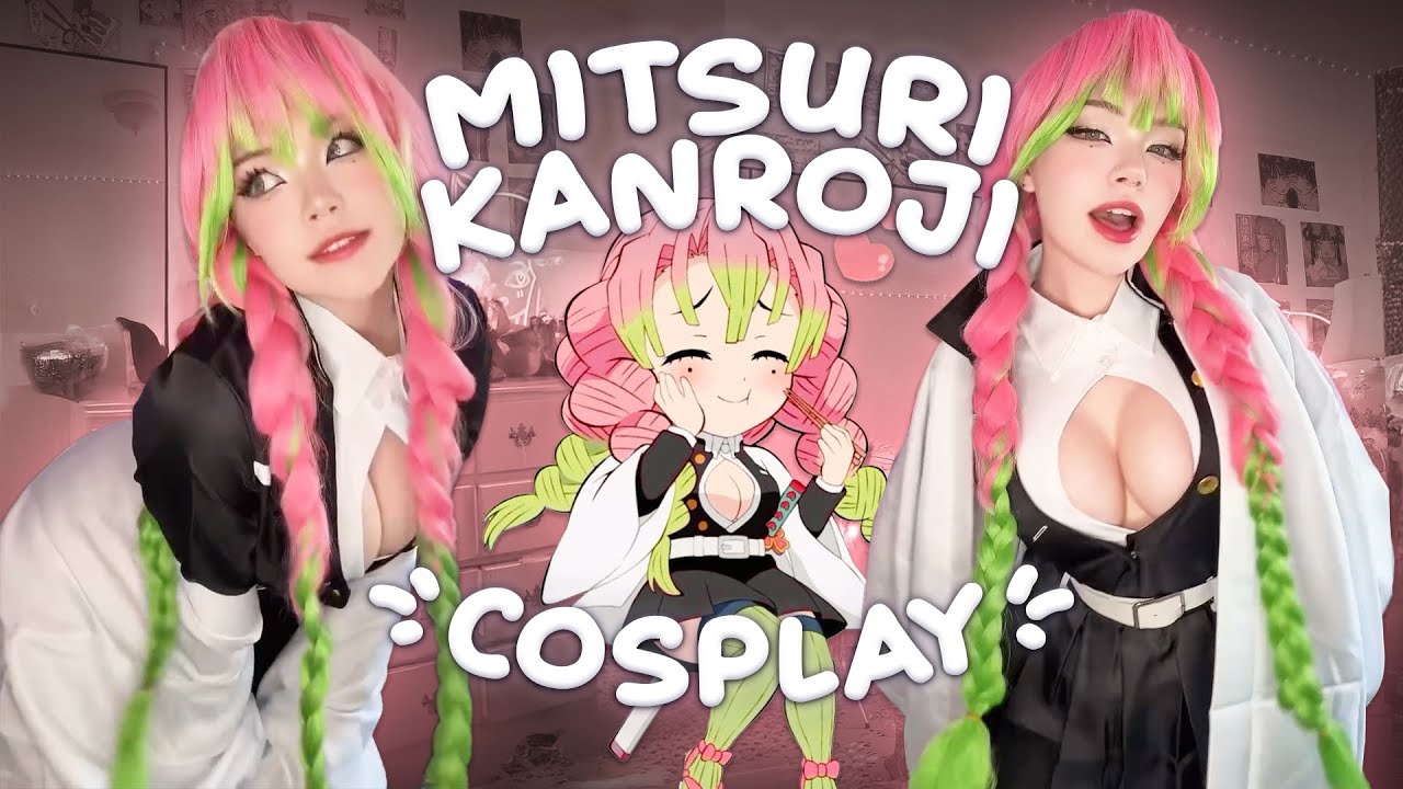 Mitsuri Kanroji cosplay try on (Demon Slayer) 🩷 Nixxi Cat - YouTube
