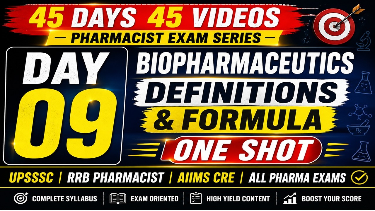Day 9: Biopharmaceutics Formula One shot | Pharmacist Exam Capsule Series  | 45 Days 45 Videos